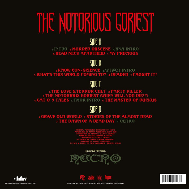 Necro "The Notorious Goriest (Black)" 2x12"