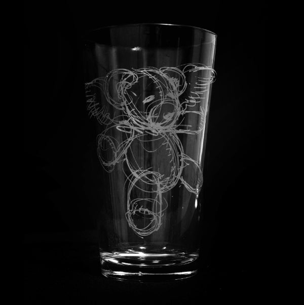 Derek Hess "Teddy Pint Glass" Pint Glass