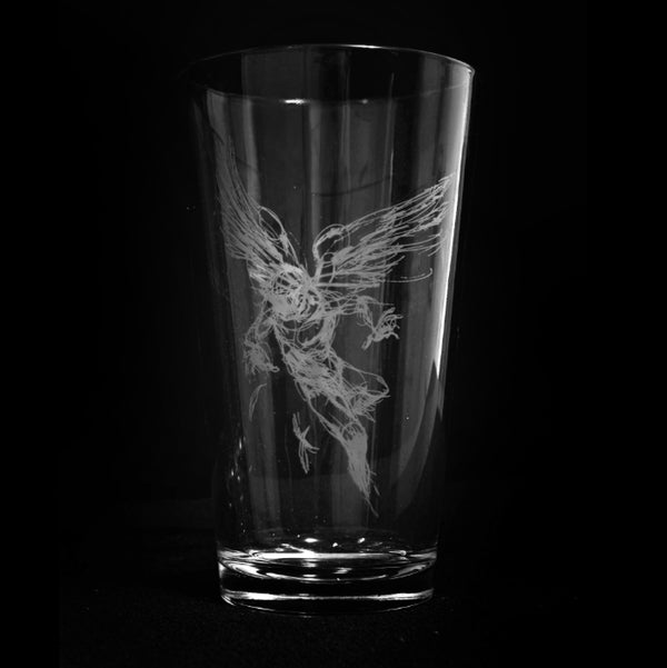 Derek Hess "Falling Feather Pint Glass" Pint Glass
