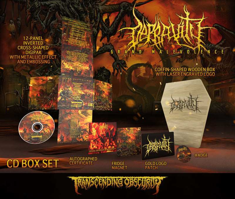 Depravity (Australia) "Grand Malevolence Coffin-Shaped Wooden CD Box Set" Limited Edition Boxset