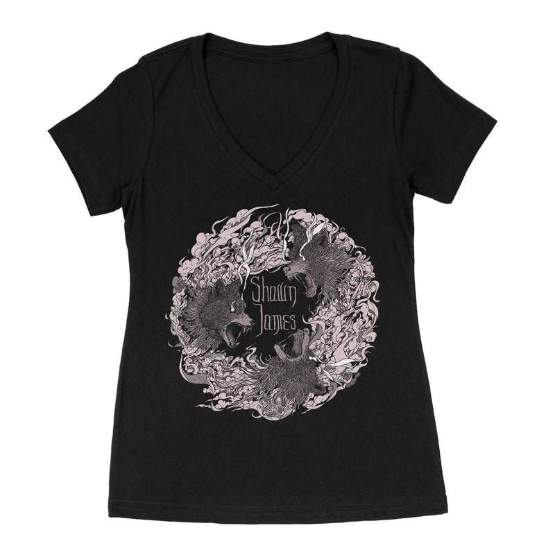 Shawn James "Wolf Triad V-Neck" Girls T-shirt