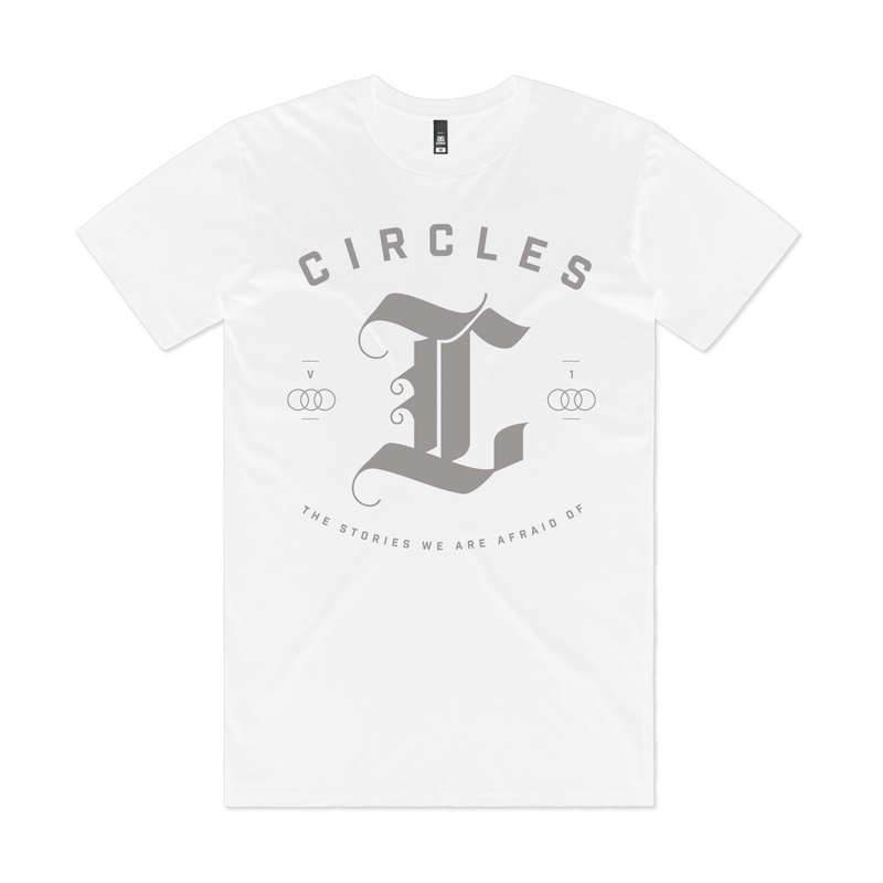 Circles "THE STORIES WE ARE AFRAID OF | VOL.1 - WHITE EMBLEM T-SHIRT" T-Shirt